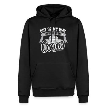 Out Of My Way Going To The Casino - Men’s Premium Organic Hoodie - black - Front - Nico (187cm)