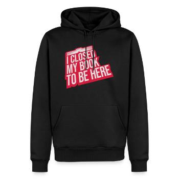 I closed my book - Männer Premium Bio Hoodie - Schwarz - Vorne - Nico (187cm)