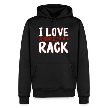 I Love A Sweet Rack 2 - Men’s Premium Organic Hoodie - black - Front - Nico (187cm)