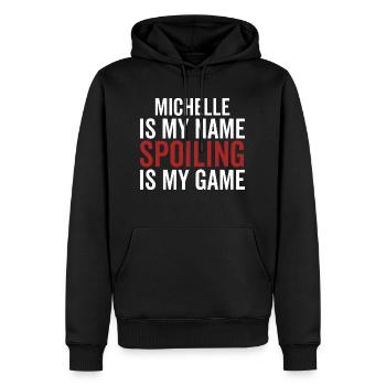 Michelle ist mein Name Verderben ist mein Spiel - Männer Premium Bio Hoodie - Schwarz - Vorne - Nico (187cm)