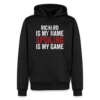 Richard est mon nom Spoiling est mon jeu - Sweat à capuche Premium bio Homme - noir - Devant - Nico (187cm)