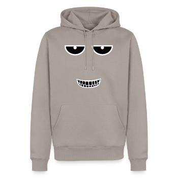 Gesicht - Männer Premium Bio Hoodie - Taupe - Vorne - Nico (187cm)