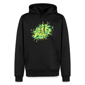 make yourself proud Zitat - Männer Premium Bio Hoodie - Schwarz - Vorne - Nico (187cm)
