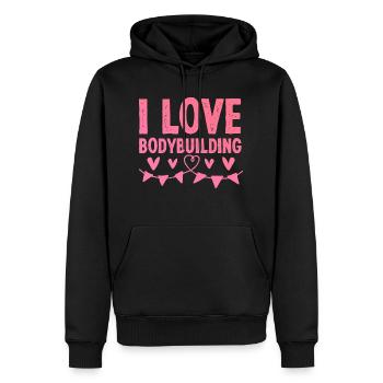I love bodybuilding - Men’s Premium Organic Hoodie - black - Front - Nico (187cm)
