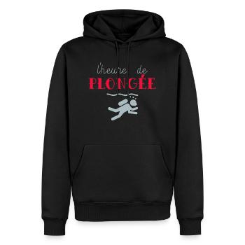 l'heure de plongée - Sweat à capuche Premium bio Homme - noir - Devant - Nico (187cm)