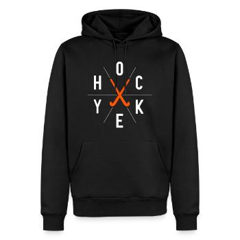 Joueur de hockey Hockey Stick Graphique Hockey sur gazon - Sweat à capuche Premium bio Homme - noir - Devant - Nico (187cm)