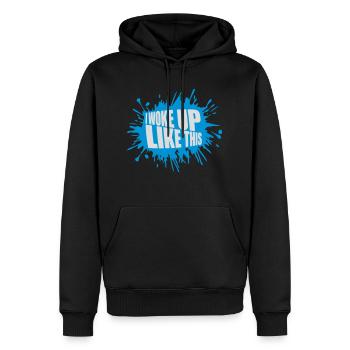 woke up like this - Männer Premium Bio Hoodie - Schwarz - Vorne - Nico (187cm)