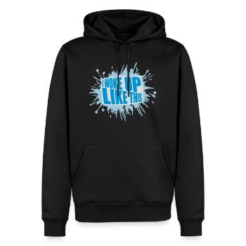 woke up like this - Männer Premium Bio Hoodie - Schwarz - Vorne - Nico (187cm)