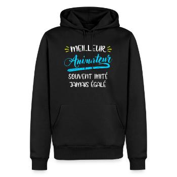 Meilleur animateur du monde cadeau fin d'anneé - Sweat à capuche Premium bio Homme - noir - Devant - Nico (187cm)