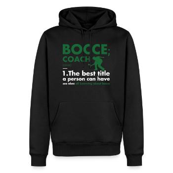 Définition de l’entraîneur sportif Bocce - Sweat à capuche Premium bio Homme - noir - Devant - Nico (187cm)