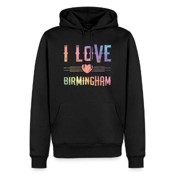 I Love Birmingham - Männer Premium Bio Hoodie - Schwarz - Vorne - Nico (187cm)
