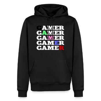 Gamer colorée et blanc - Sweat à capuche Premium bio Homme - noir - Devant - Nico (187cm)