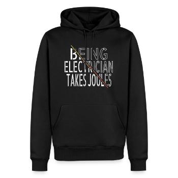 Electricienne Vêtements Ordinateur électrique blague - Sweat à capuche Premium bio Homme - noir - Devant - Nico (187cm)
