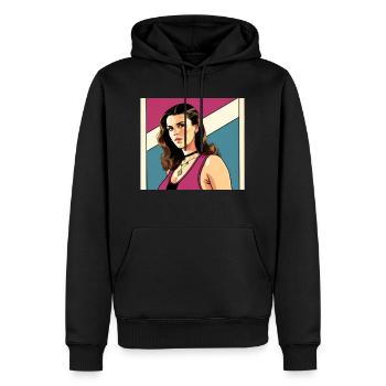 Retro 80s Woman in GTA Comic Style - Men’s Premium Organic Hoodie - black - Front - Nico (187cm)