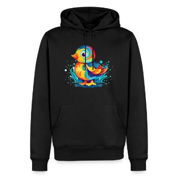 Colorful little duck as a bird for children - Men’s Premium Organic Hoodie - black - Front - Nico (187cm)