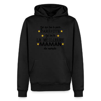 Je ne suis pas parfaite je suis la meilleure maman - Sweat à capuche Premium bio Homme - noir - Devant - Nico (187cm)