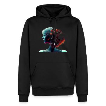Cyber ist in meinem Kopf - Männer Premium Bio Hoodie - Schwarz - Vorne - Nico (187cm)