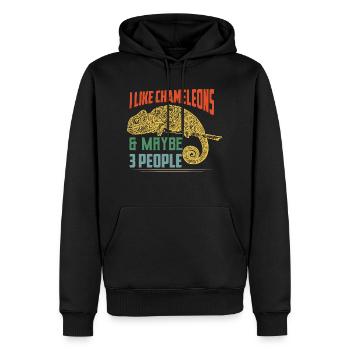 I Like Chameleons & Maybe 3 People Lizard Lover Re - Männer Premium Bio Hoodie - Schwarz - Vorne - Nico (187cm)