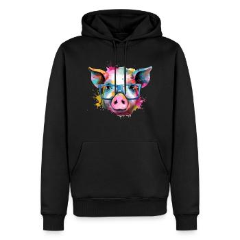 Jim the pig - Men’s Premium Organic Hoodie - black - Front - Nico (187cm)