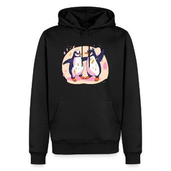 La danse des pingouins n 2 - Sweat à capuche Premium bio Homme - noir - Devant - Nico (187cm)