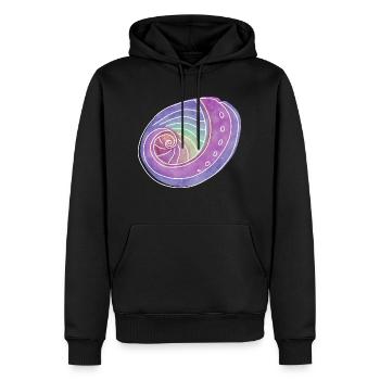 "Abalone", boho line art design, series "Shells" - Men’s Premium Organic Hoodie - black - Front - Nico (187cm)