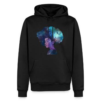 Star Galaxy Afro Woman - Men’s Premium Organic Hoodie - black - Front - Nico (187cm)