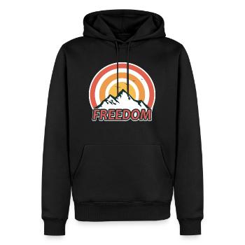 freedom logo - Sweat à capuche Premium bio Homme - noir - Devant - Nico (187cm)