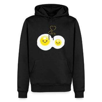 Amour des œufs au plat - Sweat à capuche Premium bio Homme - noir - Devant - Nico (187cm)