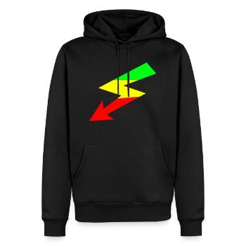 LOGO éclair Rasta -svg pour couleur phosphorescent - Sweat à capuche Premium bio Homme - noir - Devant - Nico (187cm)