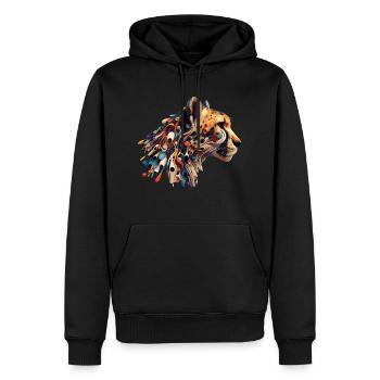 Farbenfroher abstrakter Gepard - Männer Premium Bio Hoodie - Schwarz - Vorne - Nico (187cm)