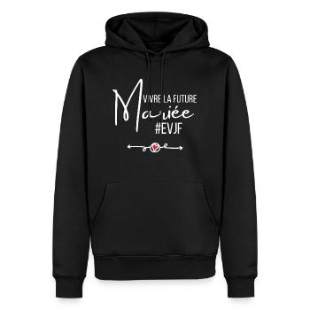 Vivre la future mariée - Sweat à capuche Premium bio Homme - noir - Devant - Nico (187cm)