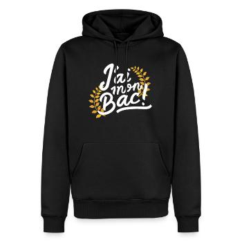 J'ai mon bac - Sweat à capuche Premium bio Homme - noir - Devant - Nico (187cm)
