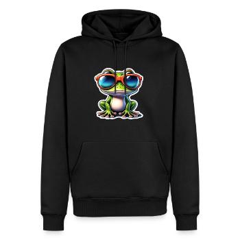 Frosch / Tier / Quack / Kröte / Teich / hüpfen - Männer Premium Bio Hoodie - Schwarz - Vorne - Nico (187cm)