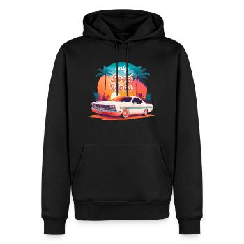 Design Rétro d’été - Sweat à capuche Premium bio Homme - noir - Devant - Nico (187cm)