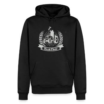 Trakthor - Männer Premium Bio Hoodie - Schwarz - Vorne - Nico (187cm)