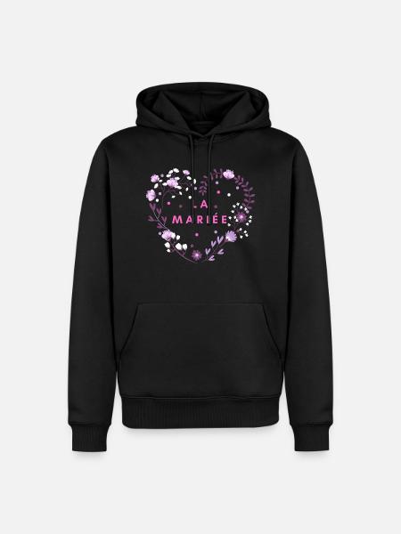 Das Blumenherz der Braut - Männer Premium Bio Hoodie - Schwarz