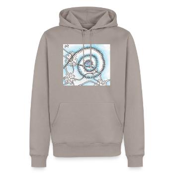 Confusion 11 - Men’s Premium Organic Hoodie - taupe - Front - Nico (187cm)