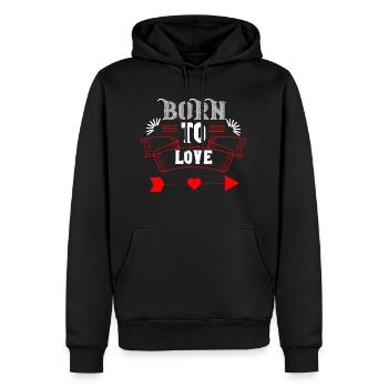 Né pour aimer - Sweat à capuche Premium bio Homme - noir - Devant - Nico (187cm)
