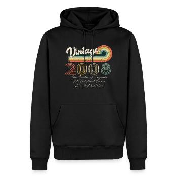 Génial depuis 2008 anniversaire 2008 millésime 200 - Sweat à capuche Premium bio Homme - noir - Devant - Nico (187cm)