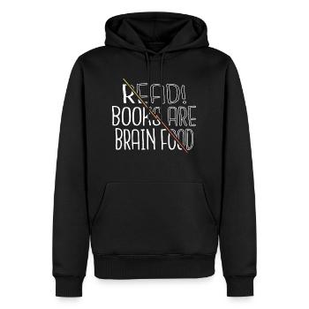 Humour Blagues Dictons Drôles Livre Dragon Dictons - Sweat à capuche Premium bio Homme - noir - Devant - Nico (187cm)