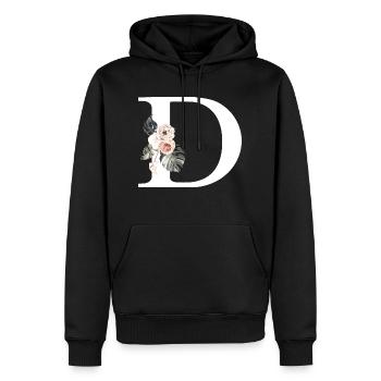 Tropischer Blumenbuchstabe D - Männer Premium Bio Hoodie - Schwarz - Vorne - Nico (187cm)