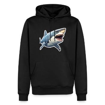 Hai - Männer Premium Bio Hoodie - Schwarz - Vorne - Nico (187cm)