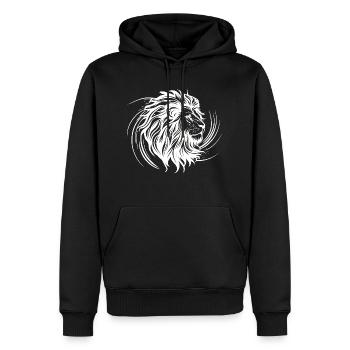 Löwenkopf weiß - Männer Premium Bio Hoodie - Schwarz - Vorne - Nico (187cm)