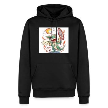 Badminton Drache - Männer Premium Bio Hoodie - Schwarz - Vorne - Nico (187cm)