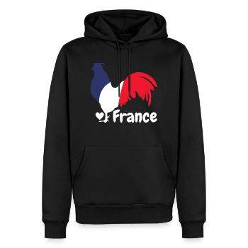 Coq français bleu blanc rouge - Sweat à capuche Premium bio Homme - noir - Devant - Nico (187cm)