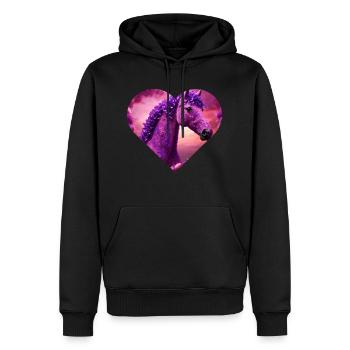 cheval garni de fleurs purples - Sweat à capuche Premium bio Homme - noir - Devant - Nico (187cm)