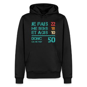 50 ans anniversaire homme femme humour rigolo - Sweat à capuche Premium bio Homme - noir - Devant - Nico (187cm)