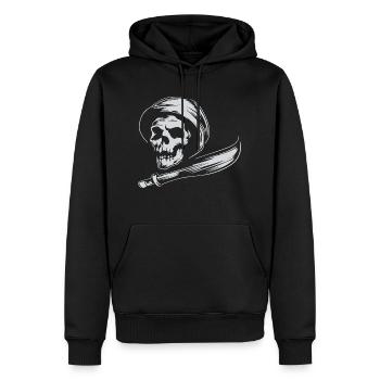 FAUCHEUSE DE CRÂNE - Sweat à capuche Premium bio Homme - noir - Devant - Nico (187cm)