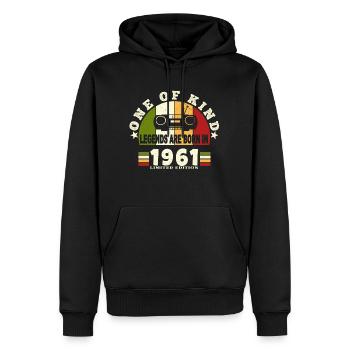 1961 Naissance de légende 1961 né en 1961 annivers - Sweat à capuche Premium bio Homme - noir - Devant - Nico (187cm)