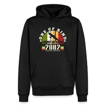 Legend Born 2002 anniversaire 22 ans - Sweat à capuche Premium bio Homme - noir - Devant - Nico (187cm)